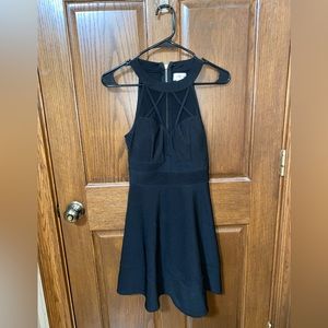 Women’s Black Mini Dress With Mesh Cutout, Size Small